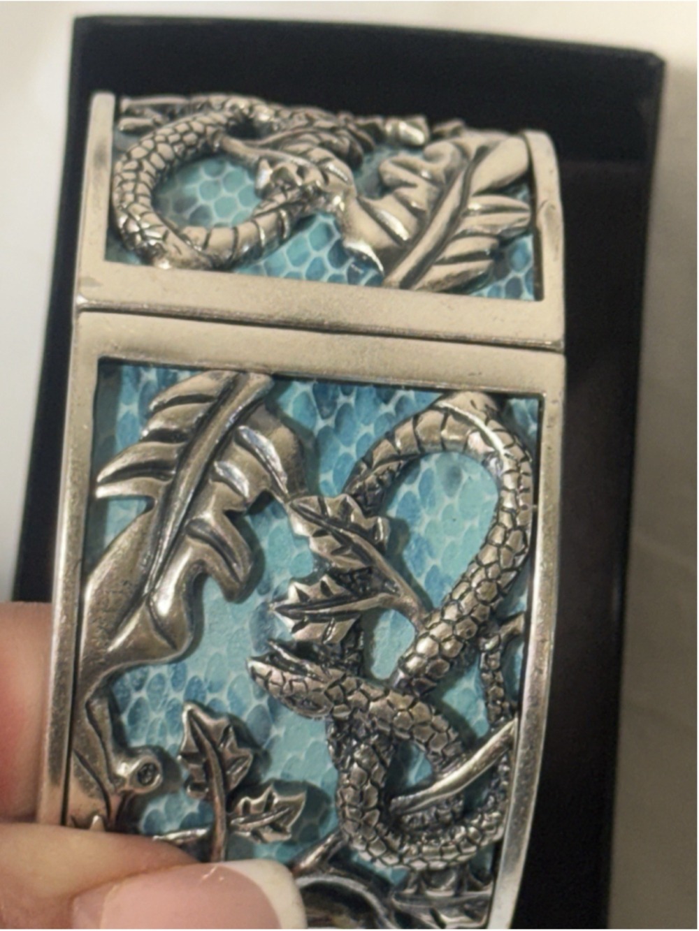 Chi By Falchi Garden Of Eden Silver tone Reptile Cuff Watch bangle BRACELET NEW - Picture 11 of 16